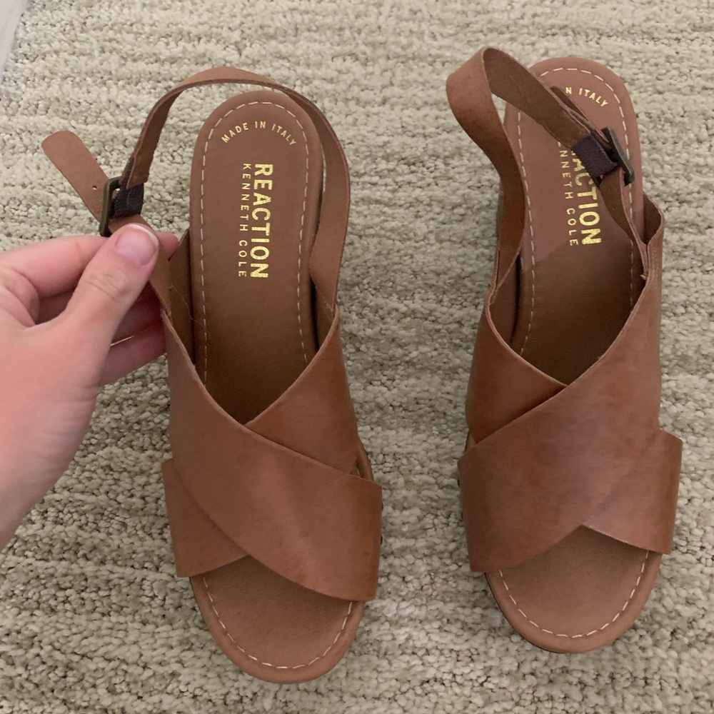 Brown wedges sandals - size 8